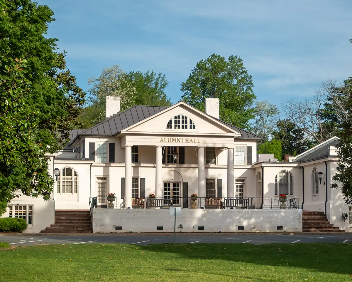 Alumni Hall as seen in 2025, prior to demolition
