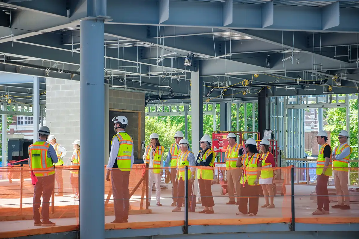 UVA AA Board of Managers enjoy a hard hat tour of the site.