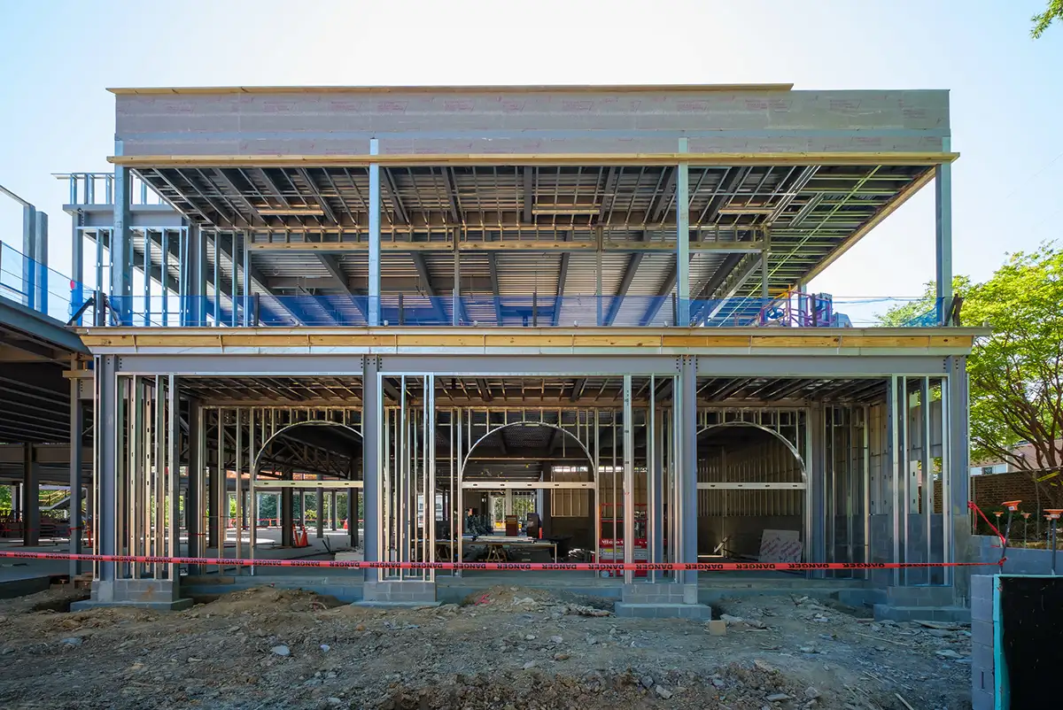 Aggarwal Hall under construction facing the main event terrace.