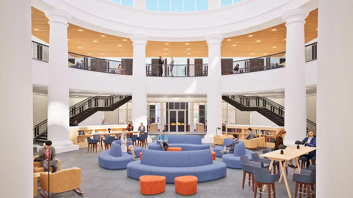Main floor view of the central atrium