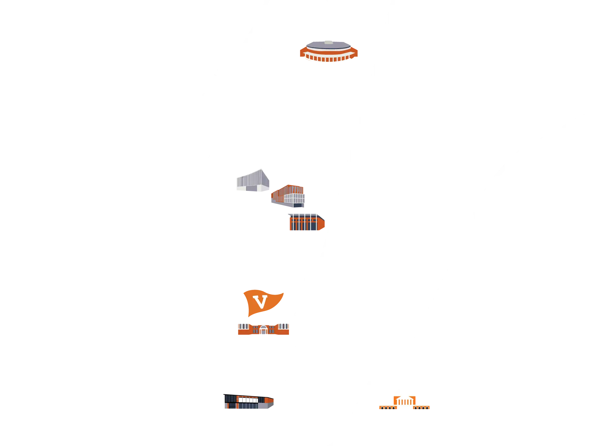 Map of UVA Grounds showing Aggarwal Hall is at the same address where the Alumni Association has been for over 100 years