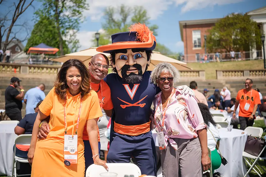 Cavman with Black Alumni Weekend attendees