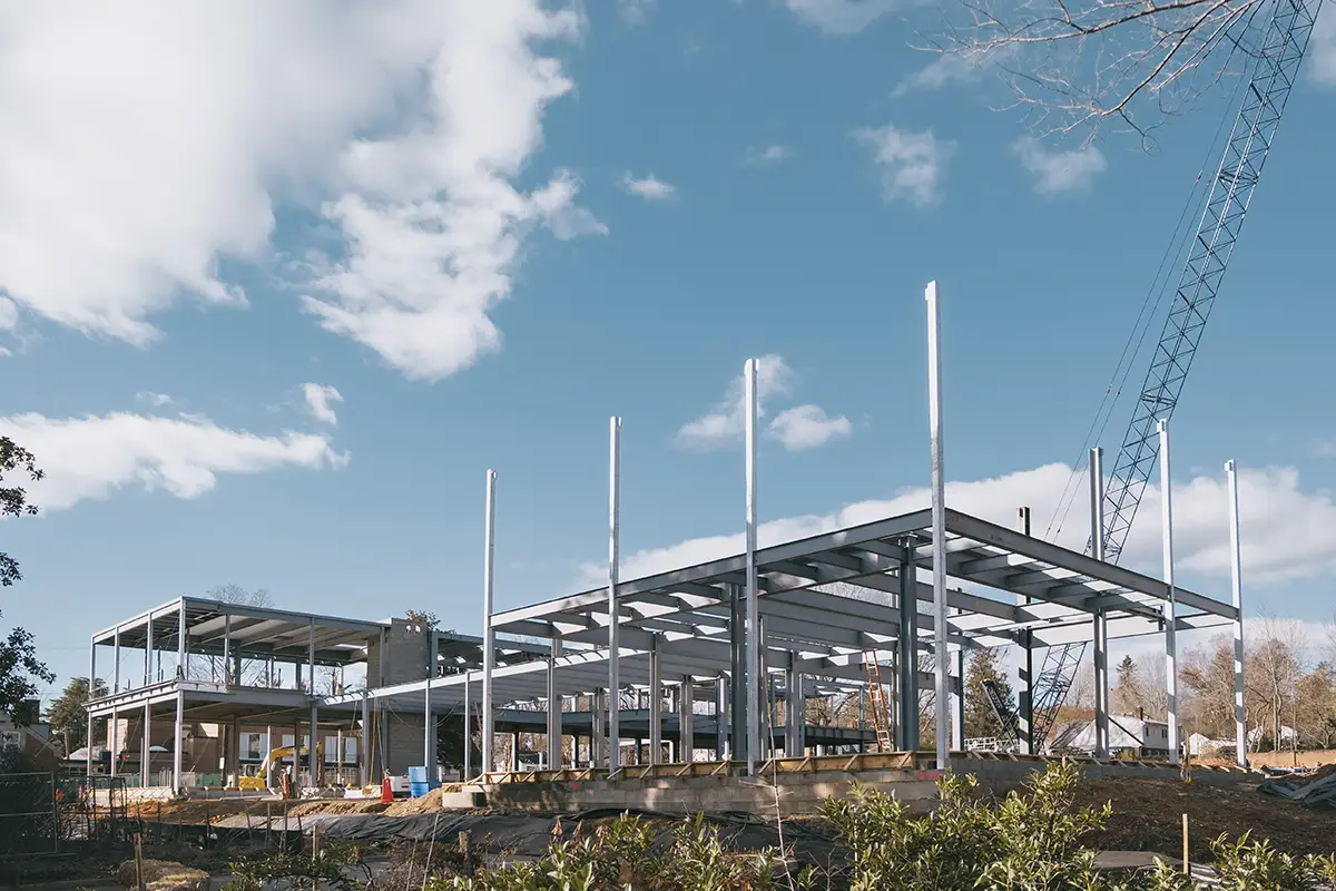 The northeast corner of Aggarwal Hall as seen in January 2026