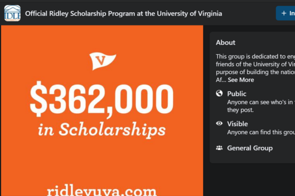 Screenshot of the Ridley Facebook page