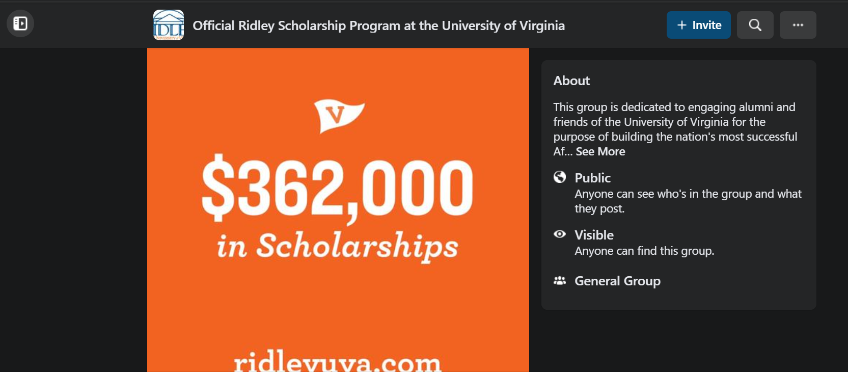 Screenshot of the Ridley Facebook page