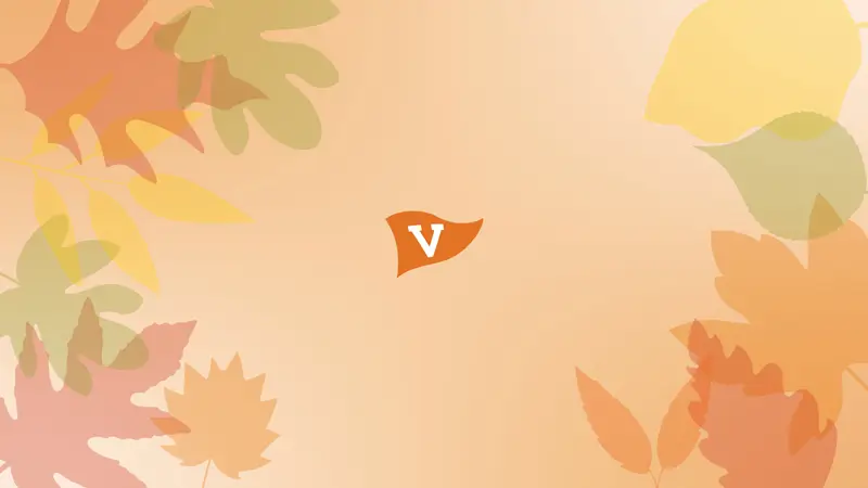 Desktop background: Fall leaves with the UVA Alumni pennant