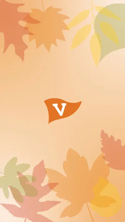 Phone background: Fall leaves with the UVA Alumni pennant